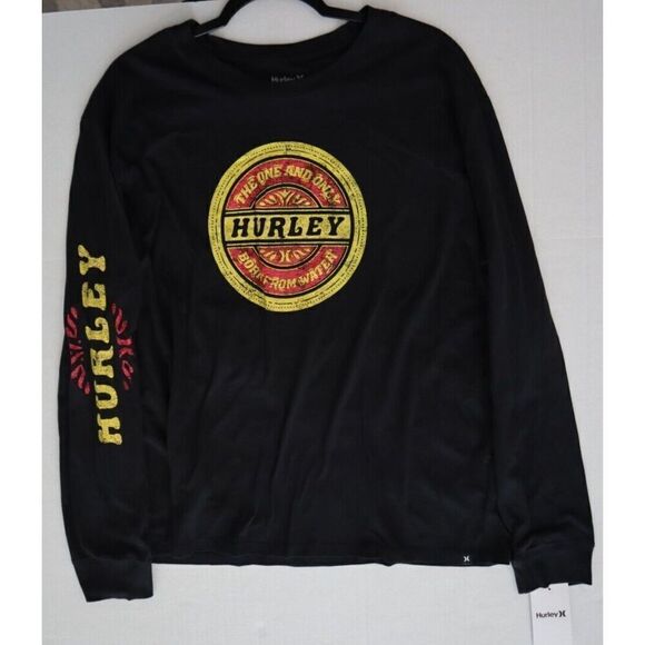 Hurley 3HL1640487 Juniors' Sz L Caviar Black Max Boyfriend Long Sleeve T-Shirt - Picture 8 of 9